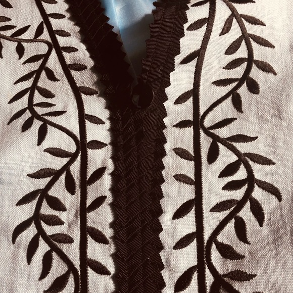 Linea Louis Dell’ Olio 💯 Linen Embroidered Lined Jacket Top Size 1X Blue… - Picture 4 of 14